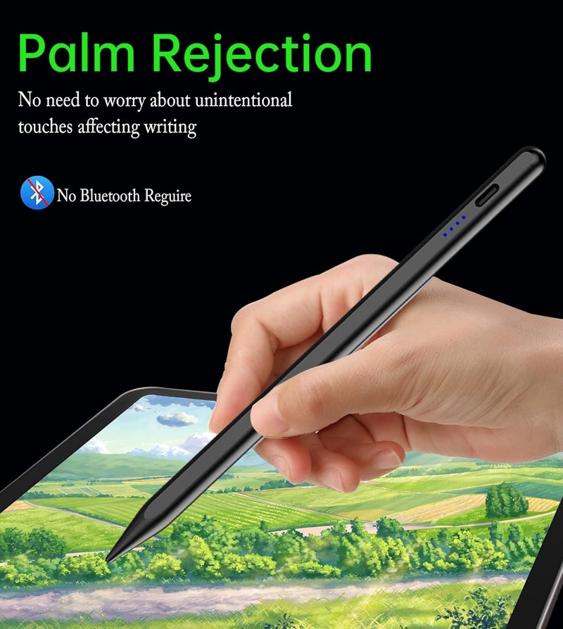 CMARS Stylus Pen for iPad 2018-2025, Pencil for Pad 9th&10th Generation with Tilt, Palm Rejection, Pencil Compatible with Apple iPad 6/7/8/9/10/A16, Pro 11"/12.9"/13"/M4, Mini 5/6, Air 3/4/5/M2/M3 - Black - Image 5